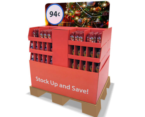 custom half pallet display with stackable trays