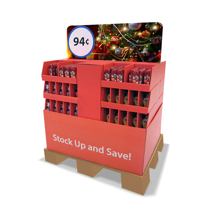 custom half pallet display with stackable trays