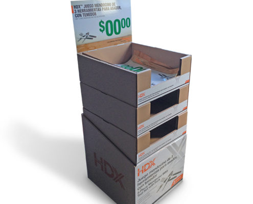 foldable cardboard case stacker display